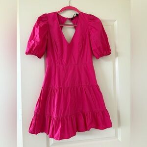 French Connection Pink Puff Sleeve Dress